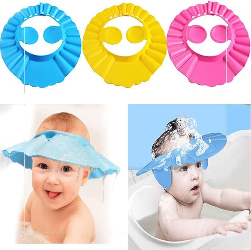 3 Pcs Soft Adjustable Baby Kids Children Shampoo Bath Bathing Shower Cap Hat Wash Hair Shield Hat image number 1
