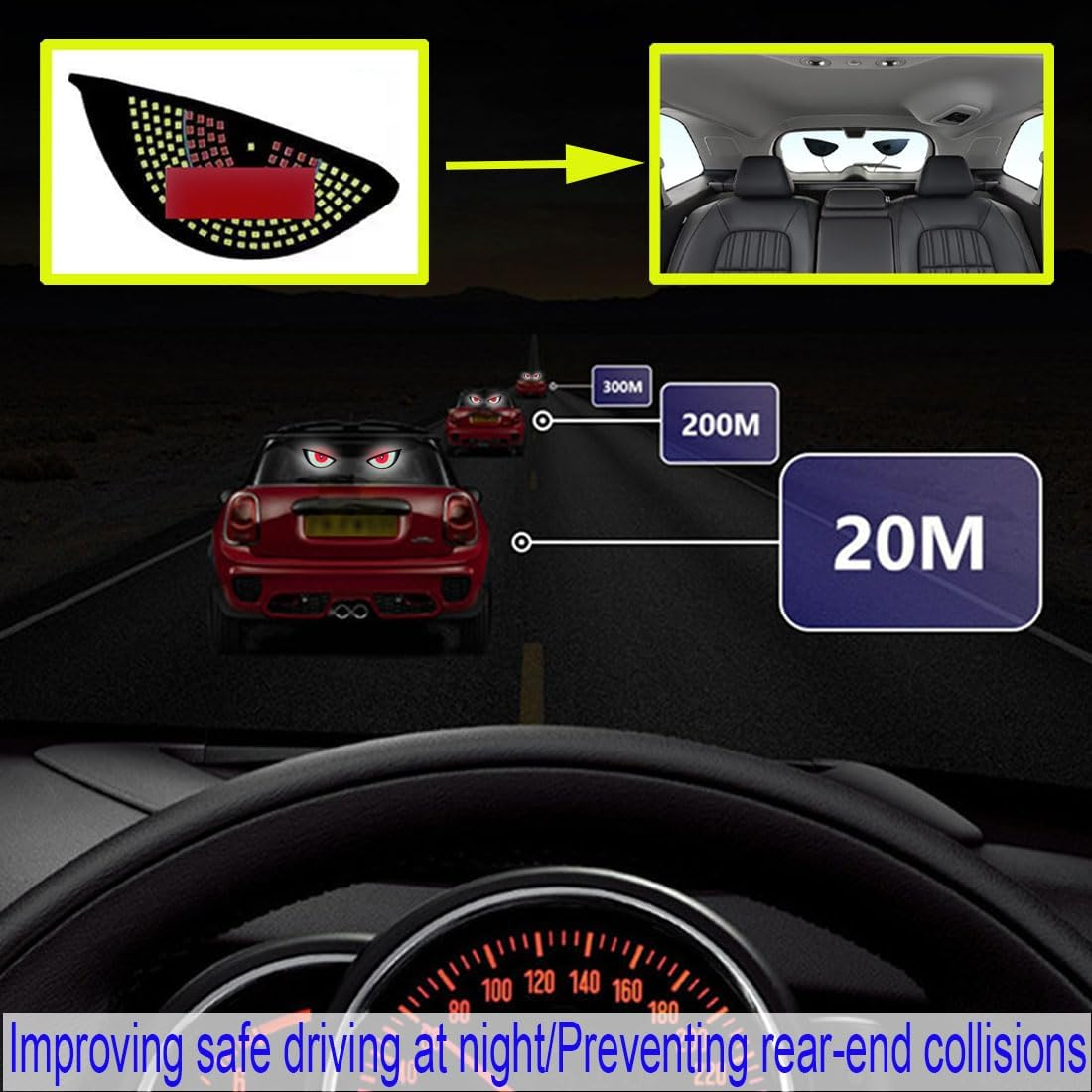 2Pcs Car Demon Eye Lamp,Car Windshield LED Eye,Car Rear Window LED Demon Eye,Dynamic Demon Eye Car Lamp,Led Eyes for Car,Car LED Demon Eye Light image number 2
