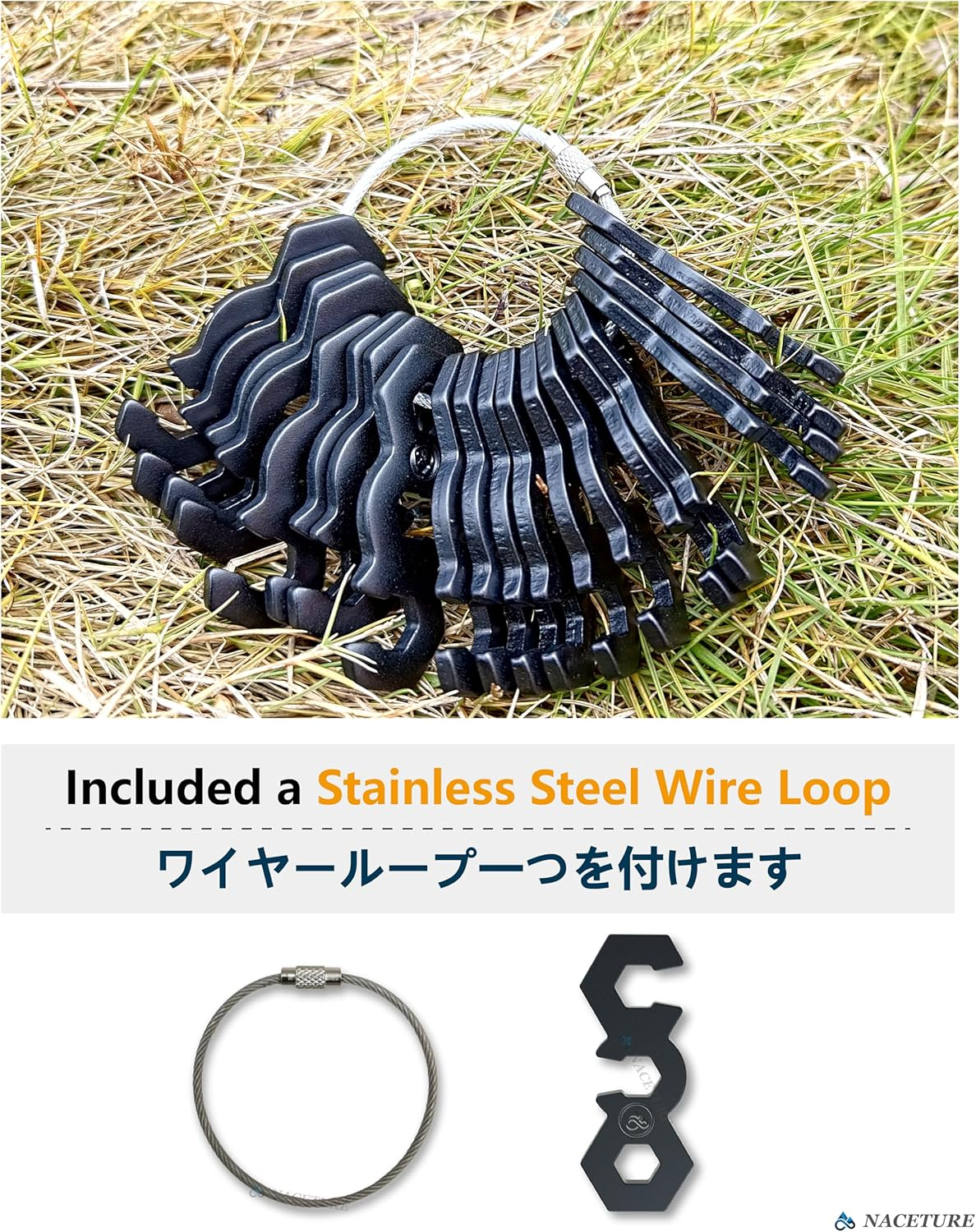 NACETURE Aluminum Alloy Rope Tensioner Camping Tent Guyline Cord Adjuster Camping of Gear for Camping, Hiking, Backpacking Ultralight Tent Stakes Guy Lines Tensioner Tent Cord (Black 20 Pack) image number 6