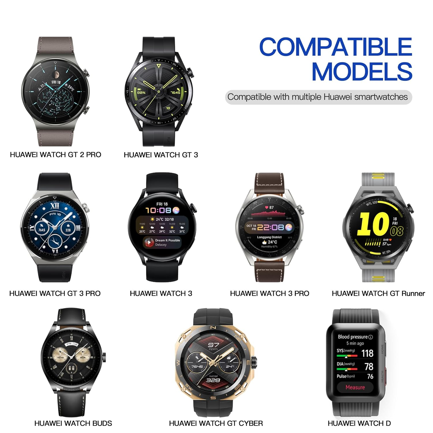 AWINNER Charger Compatible with Huawei Watch Charger Cable,Smartwatch Replacement USB Adapter Charge Cord Magnetic Charging Dock (Black 1 Pack) - Black 1 Pack image number 4