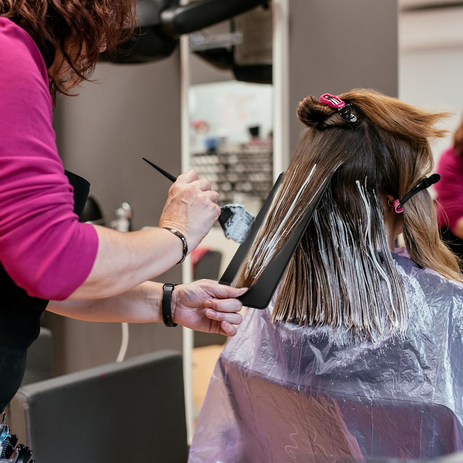 1 PCS Highlighting Board, Balayage Board Hair Coloring Paddle Balayage Highlighting Boards with Teeth, Hair Dye Tools Highlighting-Paddle for Barber Salon Hairstylist Hair-Dying Tools, Black image number 3