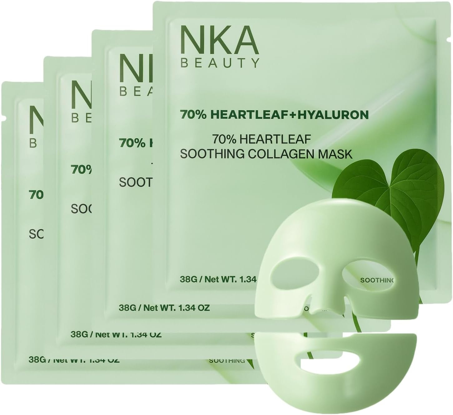 NKA Beauty Korean Collagen Gel Face Mask, Korean Glass Skin Hydrogel Mask, Niacinamide, Sodium DNA, Collagen, Heartleaf, Rice Extract, Ceramides, Hyaluron, 4 Pack (PINK PDRN)