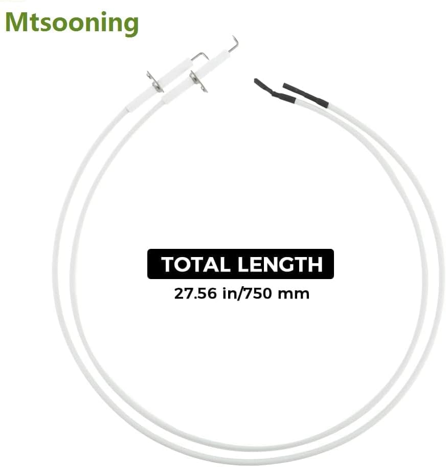 Mtsooning Igniter Ceramic Electrode, 2PCS Ceramic Igniter Electrode Replacement Parts, 27.5Inch Ignition Wire & Ceramic Spark Plug Ignition Electrode for BBQ Grill Burner Heater Fireplace