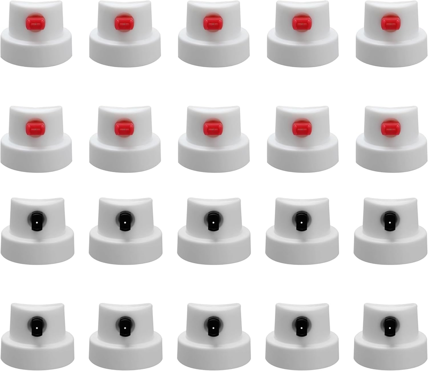 20 Pack Flat Jet Spray Paint Caps -Graffiti Car Spray Paint Accessory Supplies for Graffiti,Calligraphy & Art, Compatible with Spray Cans, Red & Black Tips, Durable Paint Can Nozzles for Artists