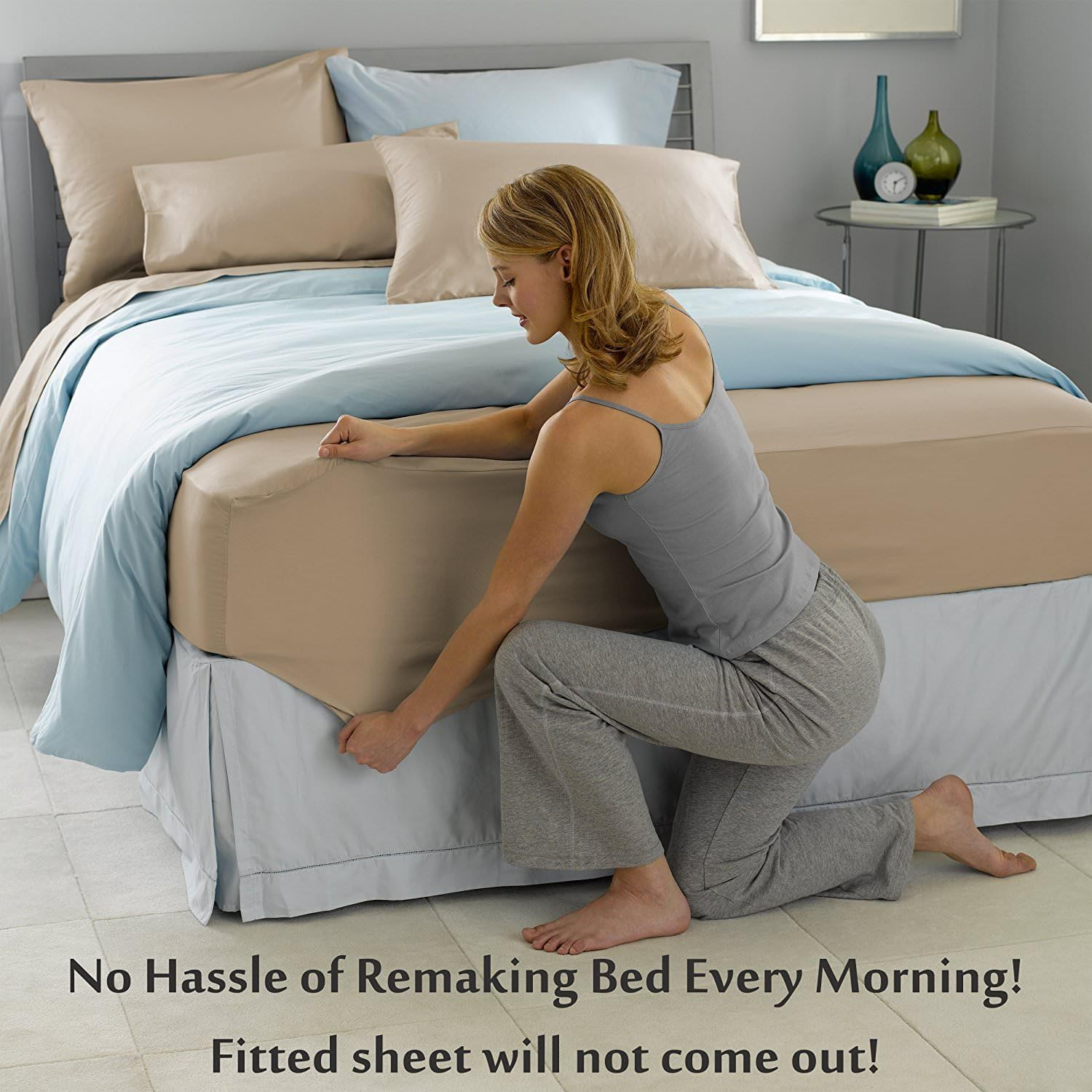 Luxury Soft Egyptian Cotton Fitted Sheet for AU Super King Size (82X82) Mattress - 1 Piece Bedding Fitted Sheet 800 Thread Count White Solid image number 4