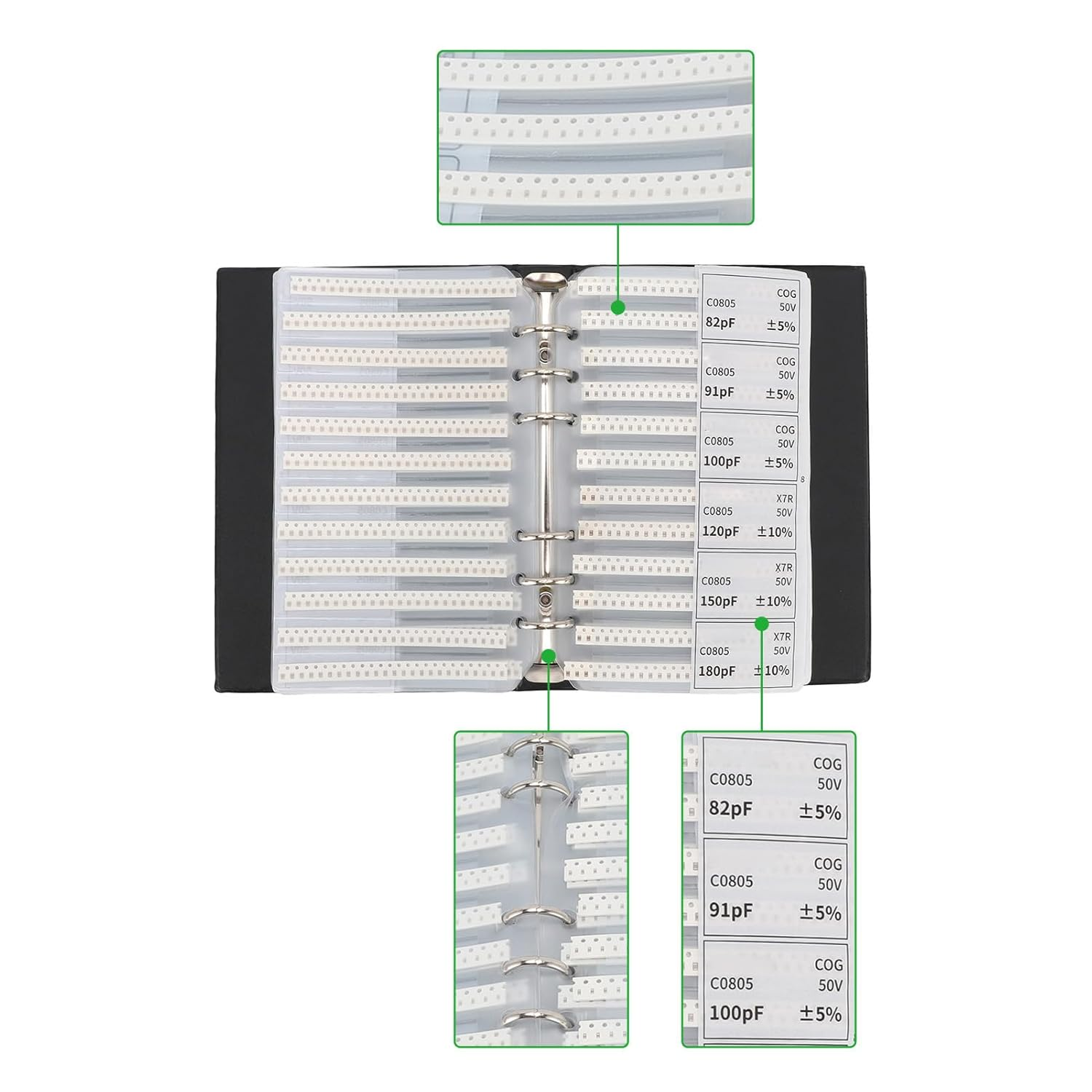 Capacitor Sample Kit with X7R/X5R Ceramic Capacitors - 84 Values Electronics Components Assortment for Circuit Design, Prototyping, DIY Projects - Professional Kit for Engineers, Students, Labs & Repair image number 5