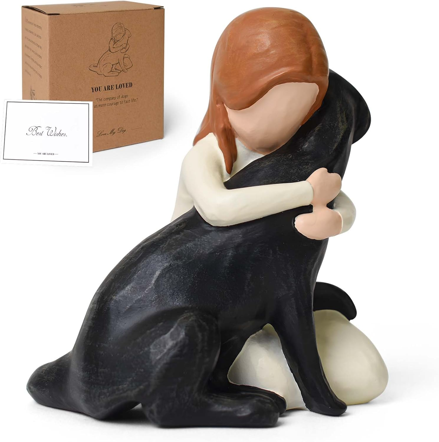 Lnrkai Black Dog Figurines Statues, Memorial Gifts for Loss of Dog, Sympathy Dogs Figurine for Pet Lovers, Hand-Sculpted Resin Black Labrador, Home Decor for Dogs Owners image number 3