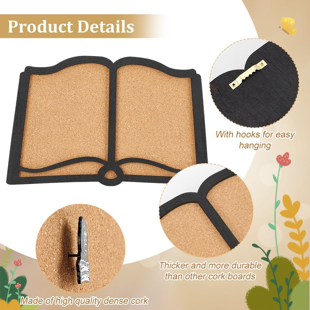 BENECREAT Pin Board Book Cork Board Bulletin Display Board, 0.8Inch Thick Wall Mounted Cork Board for Brooch Pin Storage, Office Home and School Decor, 11X7Inch - Square image number 3