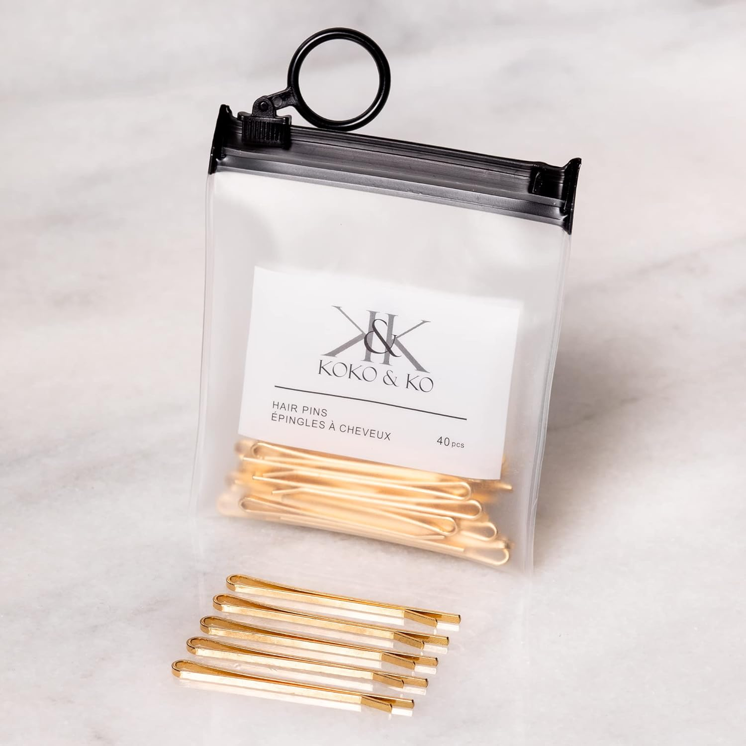 KOKO & KO Gold Bobby Pins | 40 Pcs | | Gold Hair Pins | Hair Pins | Flat Bobby Pins | Blonde Bobby Pins | Styling Hair Jewelry | 2 Inch | 55 Mm image number 3