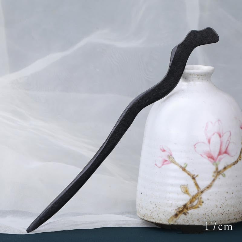 3Pcs Black Sandalwood Hair Sticks,Handmade Carved Natural Ebony Chinese Hair Chopsticks for Women and Girls' Hair Styling image number 2