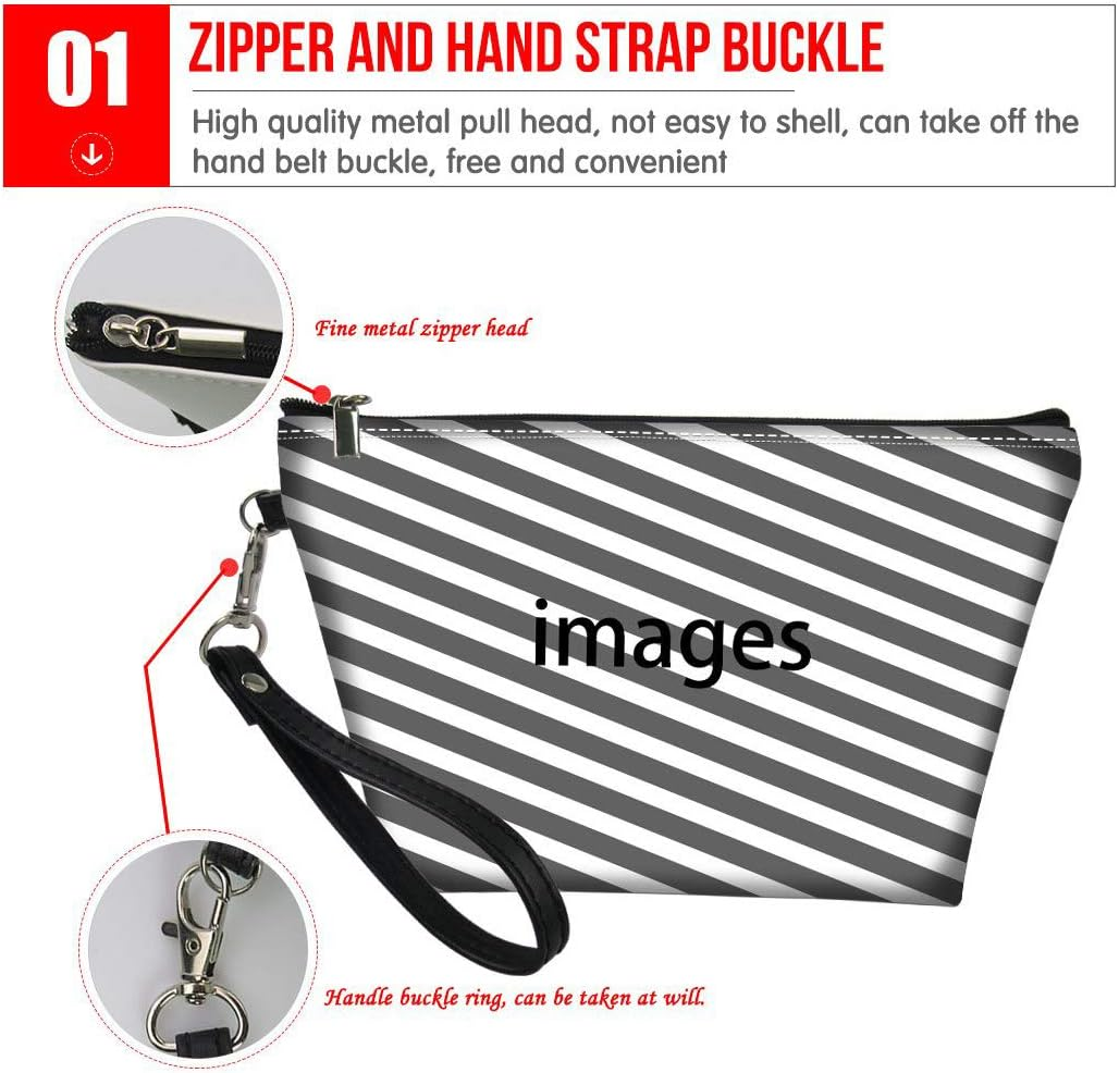 Mumeson Boston Bulldog and Flower Print Women Leather Trapezoid Toiletry Bag,Pink - Cat,Blue image number 2