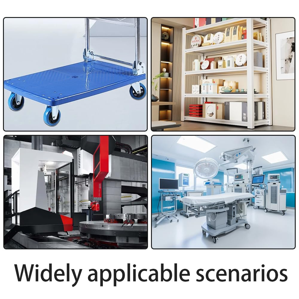 4PCS Castor Wheels - 60MM Swivel Castwer Wheels with Brake, No Floor Marks-Noiseless Castor Wheels with Heavy Duty Wheels Set of 4 for Furniture Work Bench image number 4