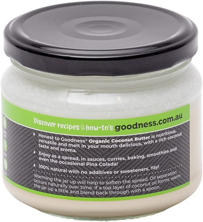 Honest to Goodness, Organic Coconut Butter, 300 Grams - a Nutritious, Melt-In-Our-Mouth Spread Made from 100% Certified Organic Coconut Flesh. Staple for Paleo, Keto and Vegan Diets. image number 2