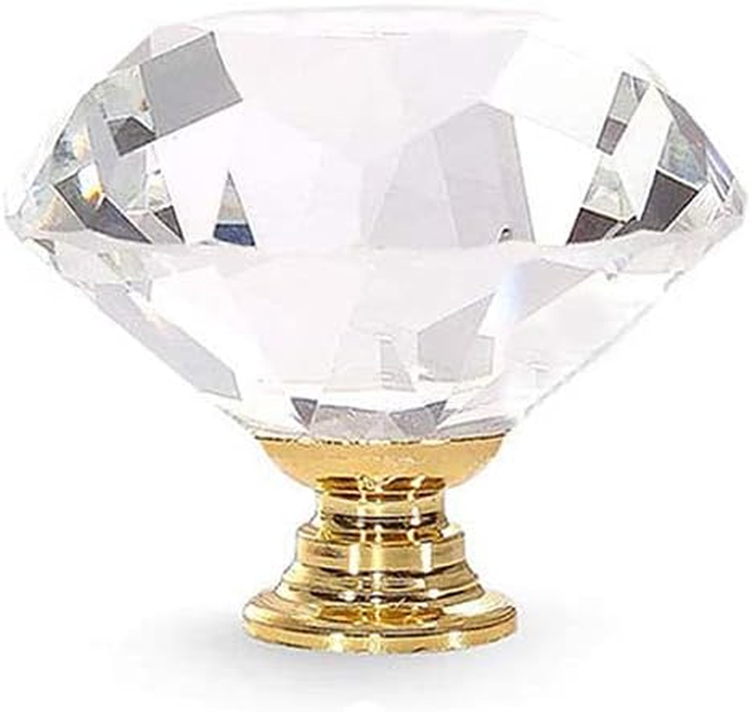 16Pcs 40Mm Clear Crystal Cabinet Knobs Glass Diamond Cut Shape Cupboard Drawer Pull Handle with Screws for Dresser Door Chest Bin Wardrobe Kitchen Bathroom Home image number 5