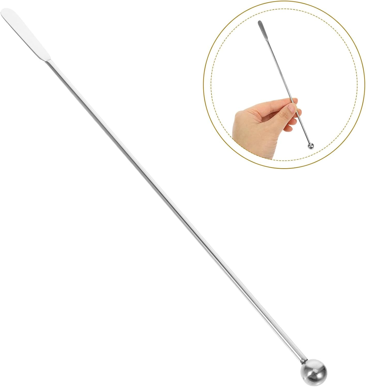 Toyvian Stainless Steel Cocktail Stirring Rod, Silver Flattened Drink Stirrer for Coffee, Tea Milk Tea, Reusable Multi-Function Mixing Stick for Bar and Party Use image number 3