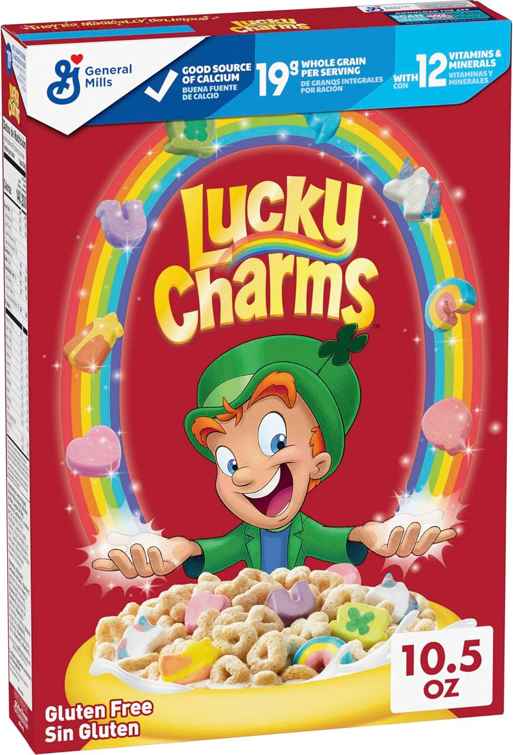 Lucky Charms Gluten Free Cereal with Marshmallows, Kids Breakfast Cereal with Whole Grain Oats, 10.5 OZ image number 1