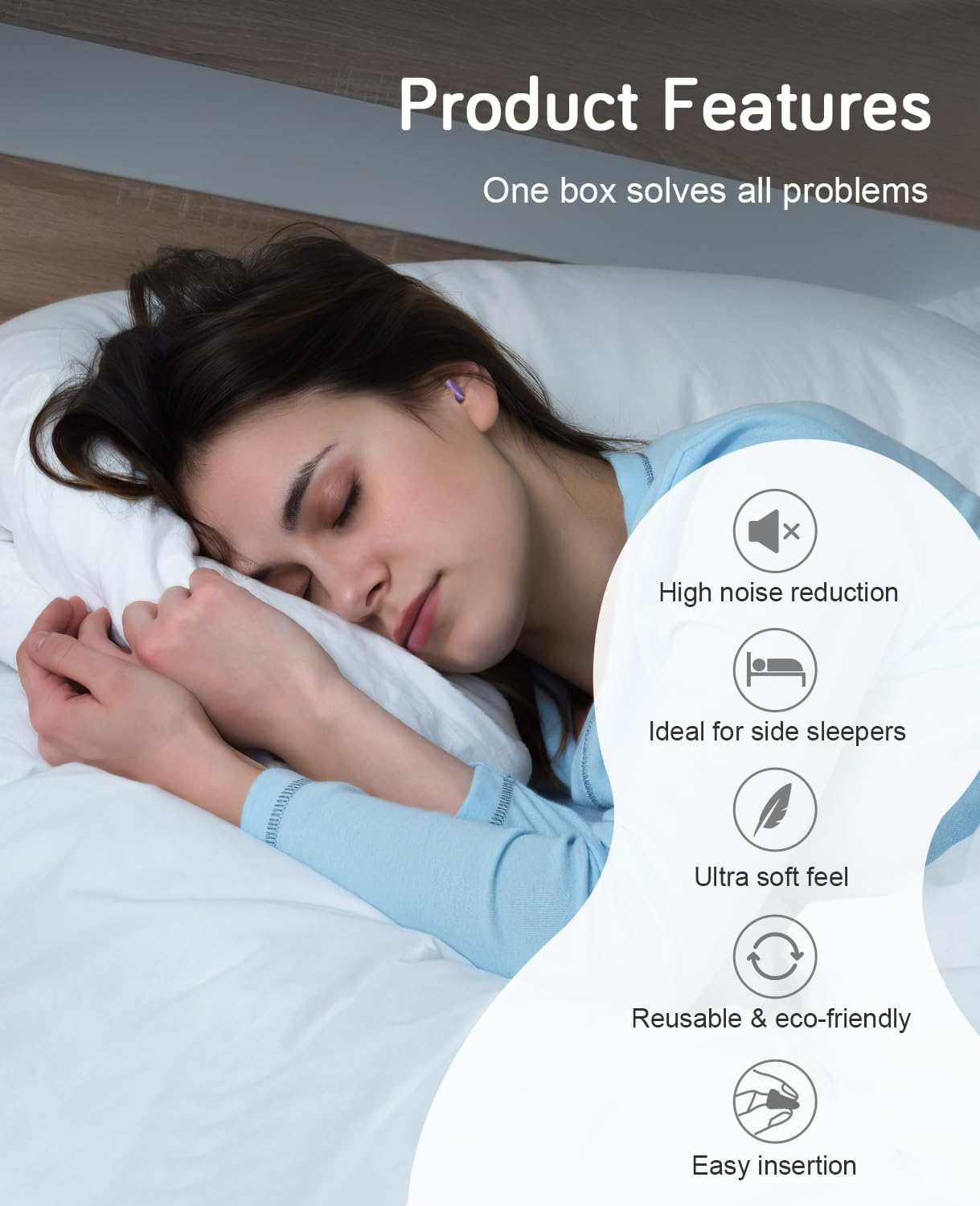 Soft Foam Ear Plugs, 5 Pairs - 36Db SNR Best Ear Plugs for Sleep, Revolutionary Noise Cancelling Design, Super Soft & Reusable, for Deep Sleeping, Block Out Snoring, Travel,Concert,Study,Work image number 6