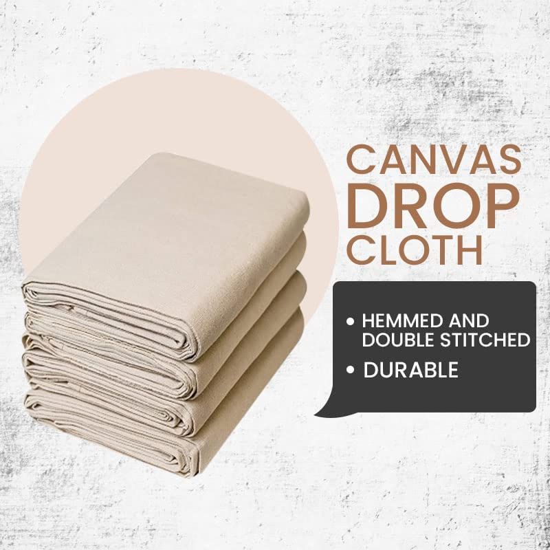 Canvas Painters Drop Cloth (Size 6 X 9 Feet - Pack of 2) - Pure Cotton Paint Drop Cloth for Painting, Curtains, Furniture & Floor Protection - All Purpose Thick Canvas Tarp with Double Stitched Edges image number 3