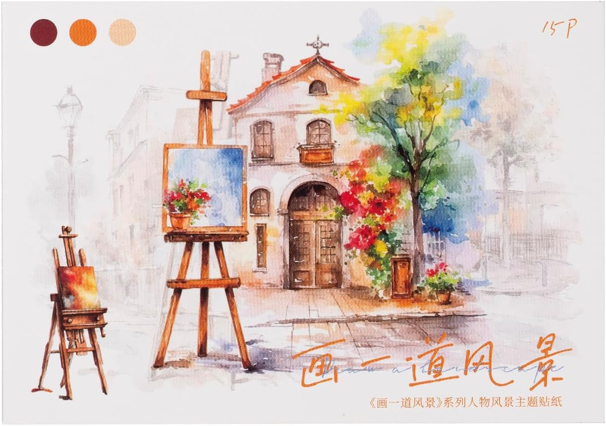 Miyouluna 90 Pcs Lanscape PET Stickers Set, Art-Themed Stickers Supplies for Scrapbooking, Journaling and DIY Crafts image number 6