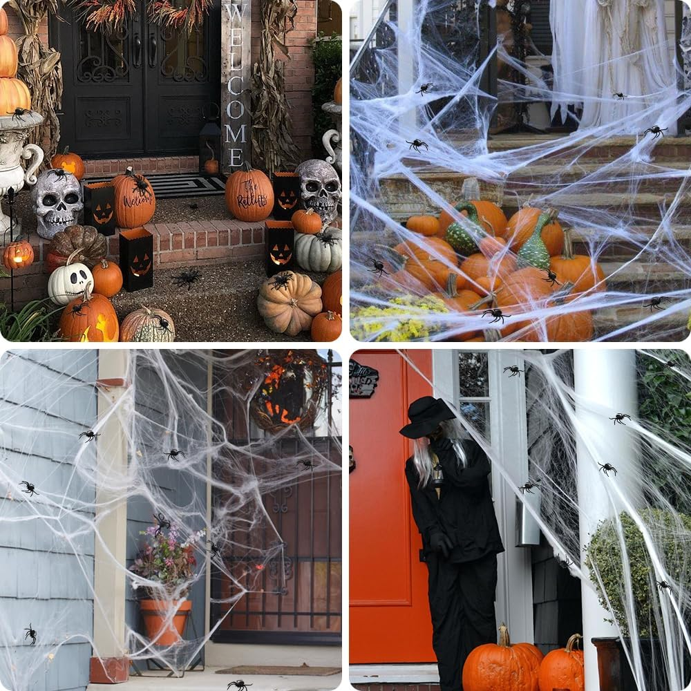 Plastic Spider Halloween Decorations - 8PCS Black Large Spider Web Decoration, Realistic Prank Props, Scare Fun Practical Surprise Joke Toys, 3.9 X 3.7 Inches image number 3
