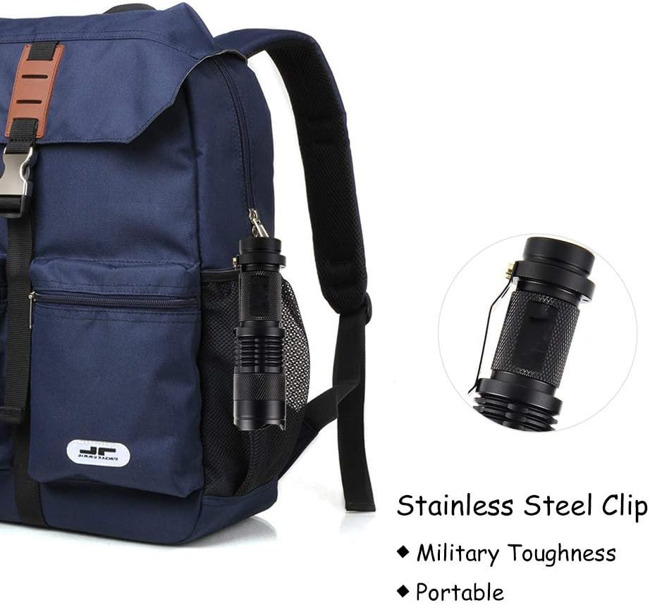 Blue Torch, WESLITE Blue Light Mini Torch Blue Beam LED Flashlight Torches 3 Modes Zoomable with Clip Long Range for Night Fishing Hunting(Battery Not Included)