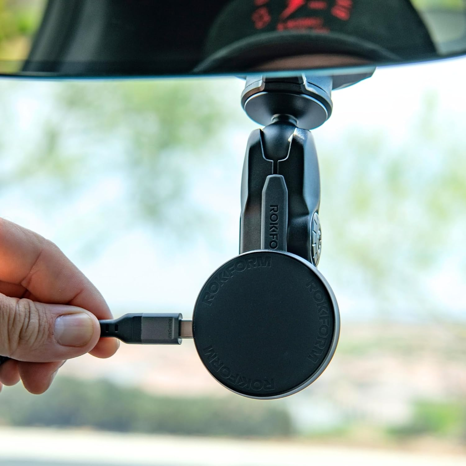 Rokform Wireless Car Charger, Magnetic Windshield Phone Mount, Twin Ball Adjustment 360&deg; Rotation, Compatible with Mag Safe Cases, Strong Suction Cup, USB-C to USB-C Cable Included (Black) image number 6