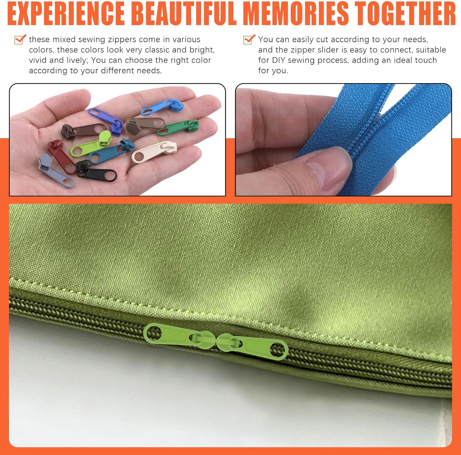 Tanstic 121Pcs(11 Sets) 33 Yards #3 Nylon Coil Zippers with Zipper Sliders Assortment Kit, 11 Colors Sewing Zippers Zipper Tape Nylon Zippers Bulk with Zipper Heads for Tailor Sewing Crafts image number 3