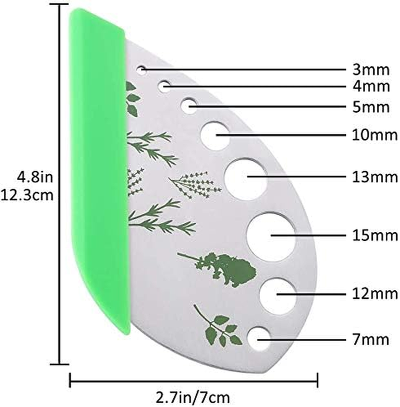 Herb Stripper, Jiaedge Green 9 Holes Stainless Steel Kitchen Herbs Leaf Stripping Tool, Metal Herb Peeler for Kale, Collard Greens, Thyme, Basil, Rosemary Stripper image number 2