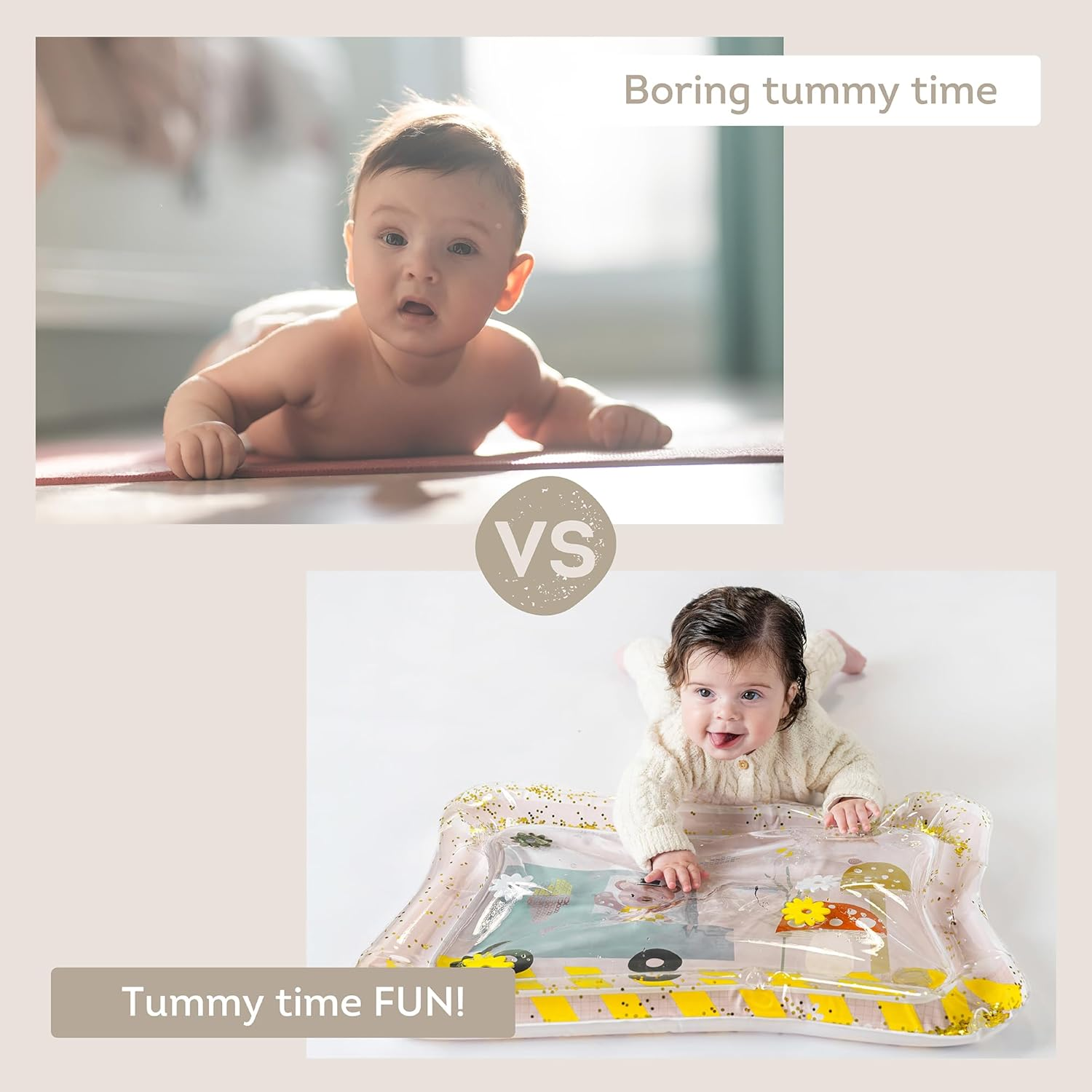 Taf Toys Ice Cream Bear Water Mat &ndash; Tummy Time Sensory Play Mat for Babies 3+ Months. XL Size 66X50Cm. Floating Toys & Glitter. Muscle Development & Multi-Sensory Fun image number 3