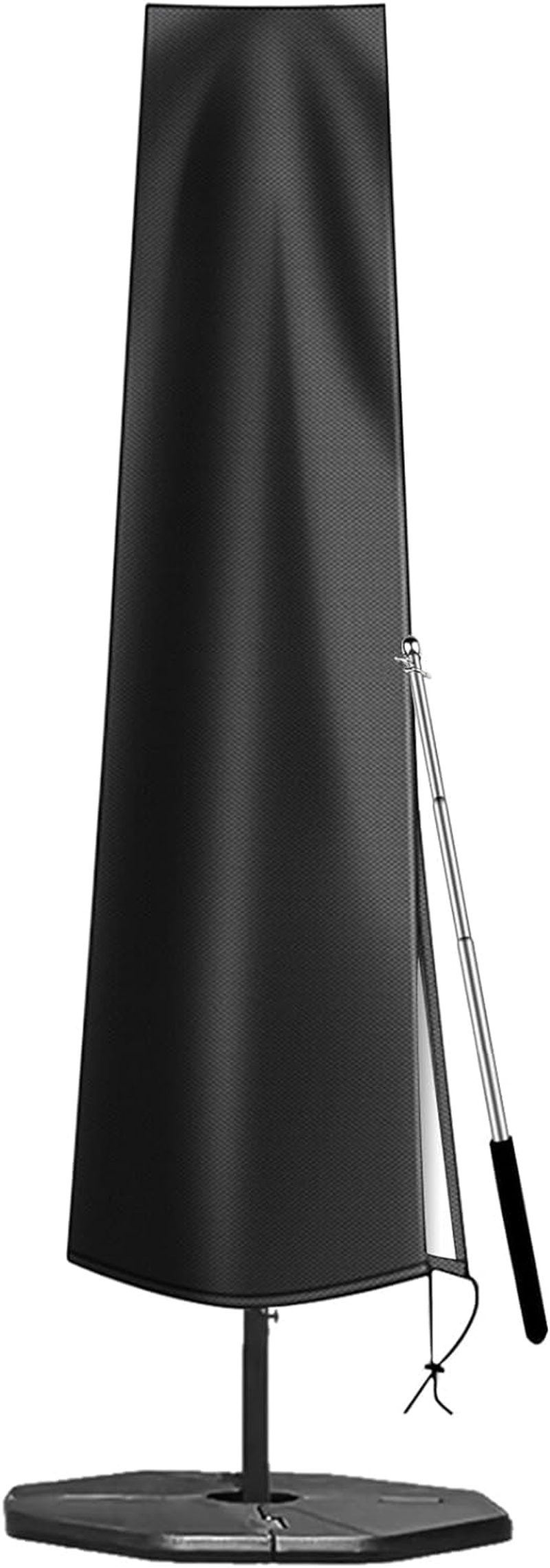 OKPOW Patio Umbrella Cover for 9Ft to 12Ft Outdoor Umbrellas - 420D Waterproof Garden Market Umbrella Cover outside Parasol Covers with Zipper for Deck Pool Beach Umbrellas, Black image number 2