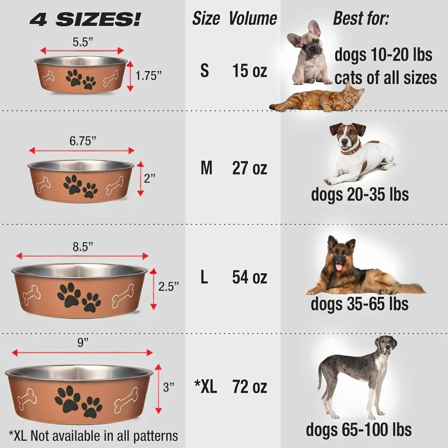 Loving Pets Bella Bowl Metallic Bella Bowls-Copper-Dog Bowl, Copper, X-Large image number 4