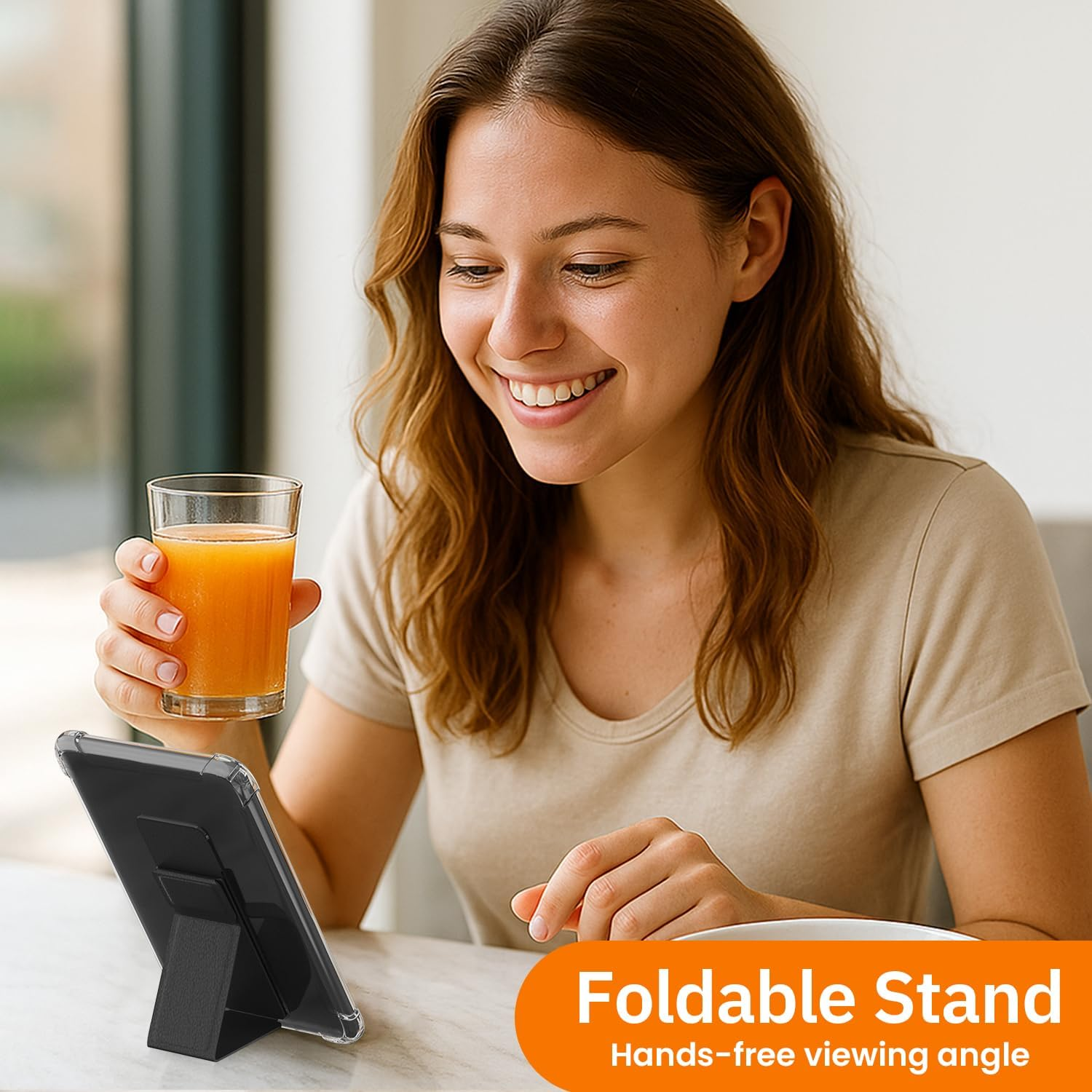 YAVIV Kindle Case for 11Th Gen 2024/2022 &ndash; Slim Clear Silicone Cover with Stand, Shockproof Soft TPU Protective Shell for 6" Kindle E-Reader, Clear Black - Clear Green image number 3