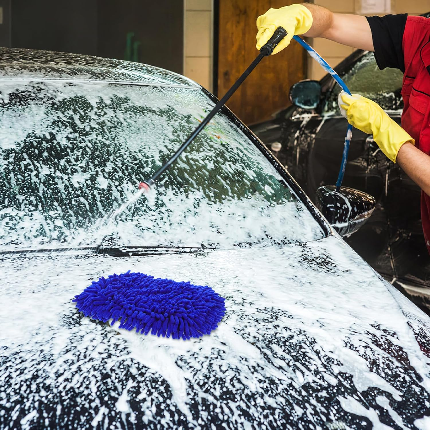 HOODANCOS 2Pcs Chenille Microfiber Car Wash Mop Replacement Head Soft Brush Covers for Auto Cleaning Equipment Safe Paint Protection Easy Installation Multipurpose Use image number 5