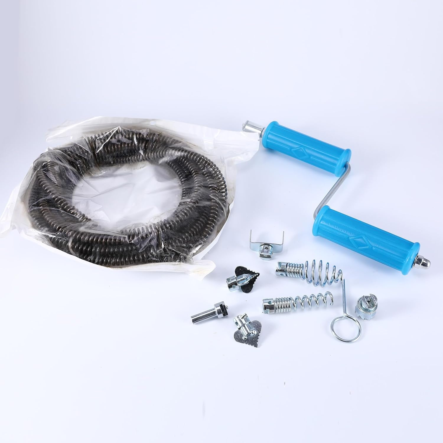 Drain Cleaner Spiral 5 M &ndash; Drain Pipe Cleaning Spiral Diameter 12 Mm, with 6 Pieces Drain Cleaner Cutting Head for Pipe Cleaning with Drill Tip Drain Snake image number 4