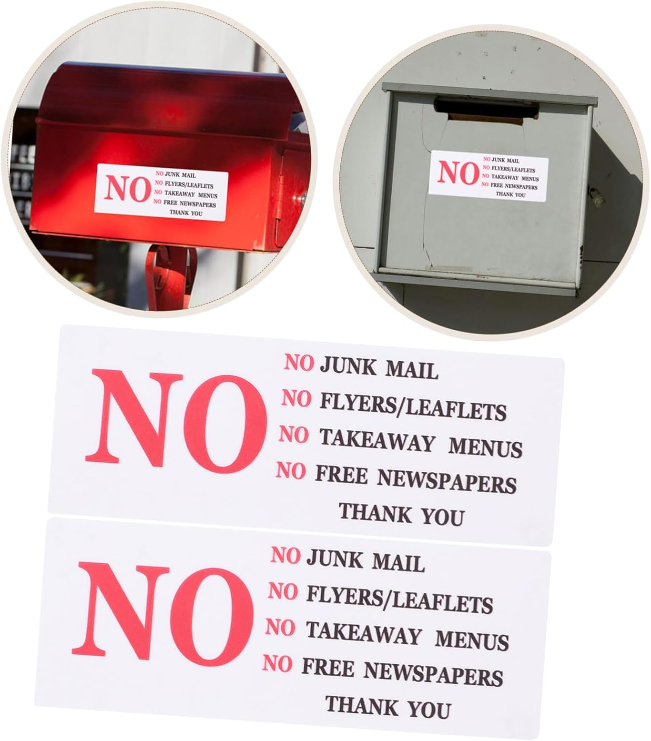 HOMSFOU 2Pcs Mailbox Stickers Signs No Junk Mail Sticker for Mailbox Non-Adhesive Mailbox Sign Quality Warning Sticker Self-Adhesive Mailbox Sticker Mailbox Protection Sticker Red PVC image number 4