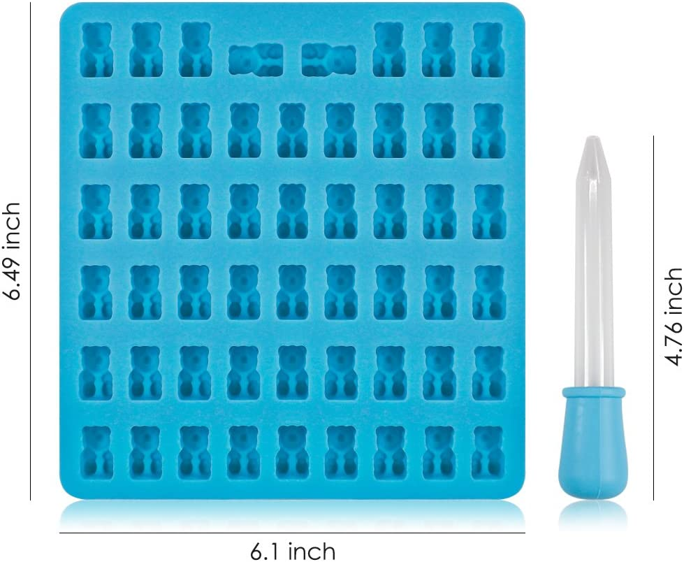 Bear Candy Silicone Molds Ice Cube Trays with 3 Droppers, SENHAI 3 Pack Gumdrop Molds for Jelly Chocolate Soap Cake Wax, Available in Oven Fridge Microwave Oven Freezer image number 2