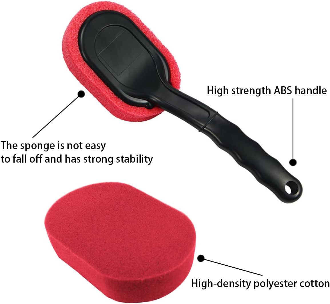 JNNJ Tyre Shine Applicator Brush, Car Tyre Brush with Long Handle, Tyre Care Applicator, Car Tyre Wax Polishing Sponge, Cleaning Brush for All Car Tyres image number 4
