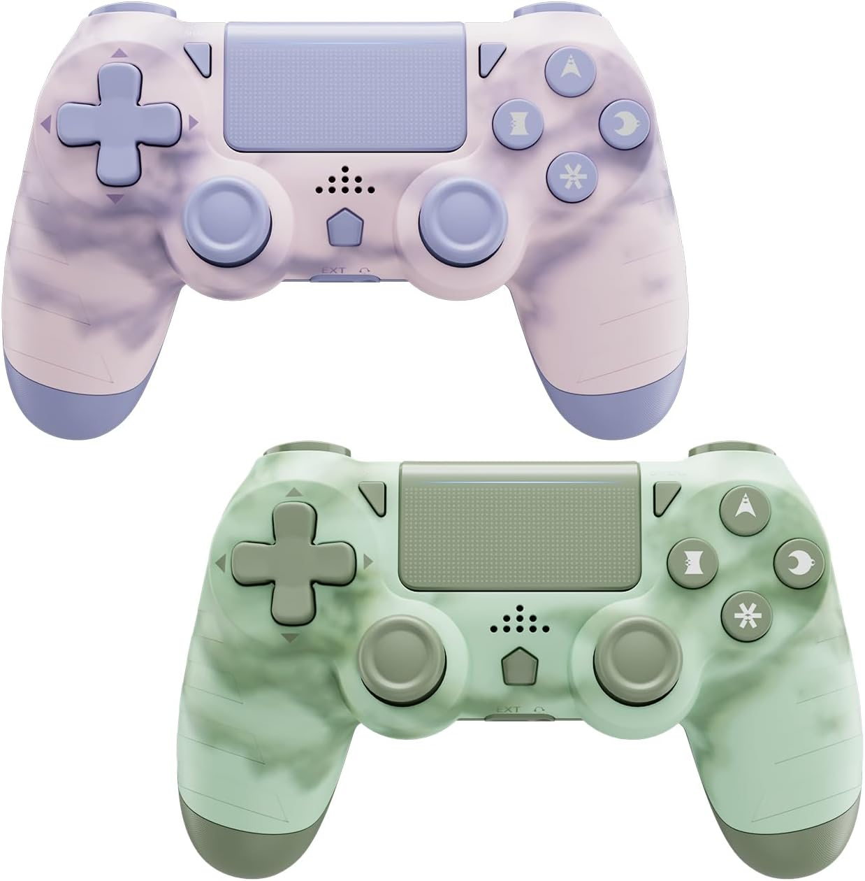 2 Pack Wireless Controller for PS4, Game Controller Compatible with Playstation 4/Slim/Pro/Pc, with Dual Vibration/6-Axis Motion Sensor/Stereo Headset Jack/Touchpad/800Mah Battery(Pink and Green)