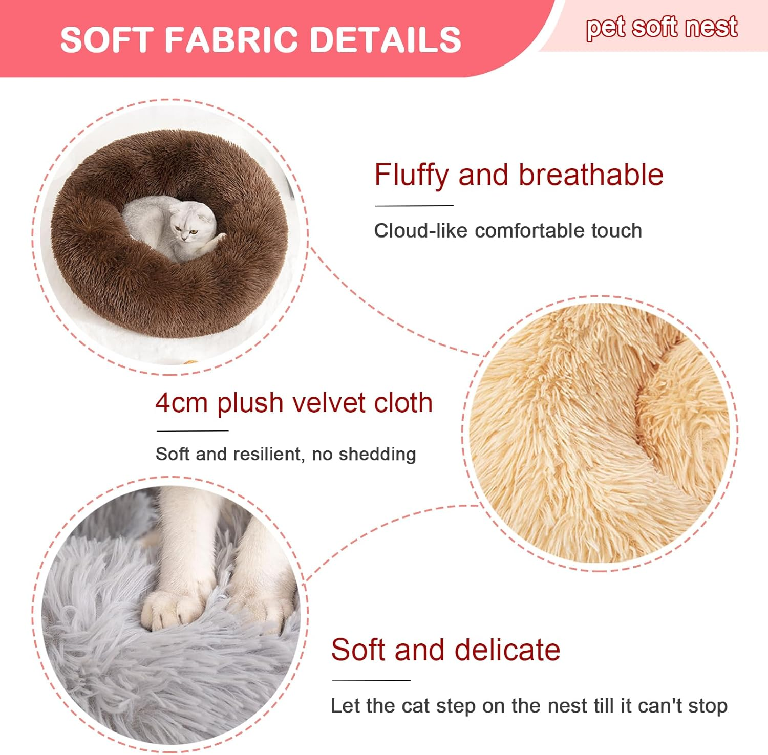 DESIGN for COZY SLEEP: This Pet Bed Is a Semi-Envelope Design, Creating a Safe and Warm Room for Medium-Sized Dogs Who like to Curl up and Stretch Out for a Restful Sleep. the Long-Pile Surface Is Sof