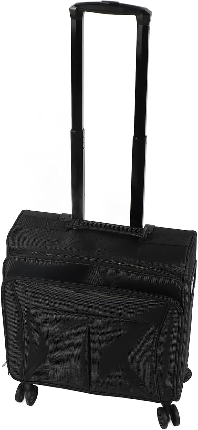 Cryfokt Professional Rolling Makeup Train Case Shock Resistant Large Capacity Organizer Suitcase for Makeup Artists and Nail Technicians, Black Oxford Fabric