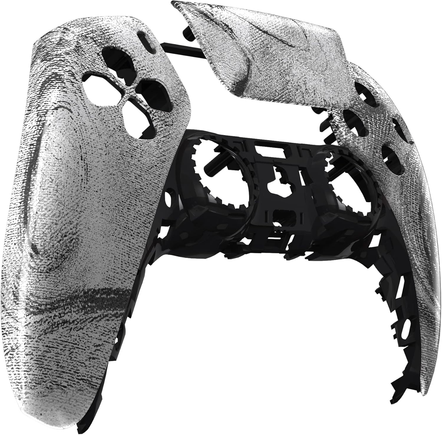 Extremerate Silver Wave Touchpad Front Housing Shell Compatible with Ps5 Controller, DIY Replacement Shell Custom Touch Pad Cover Faceplate Compatible with Ps5 Controller image number 1