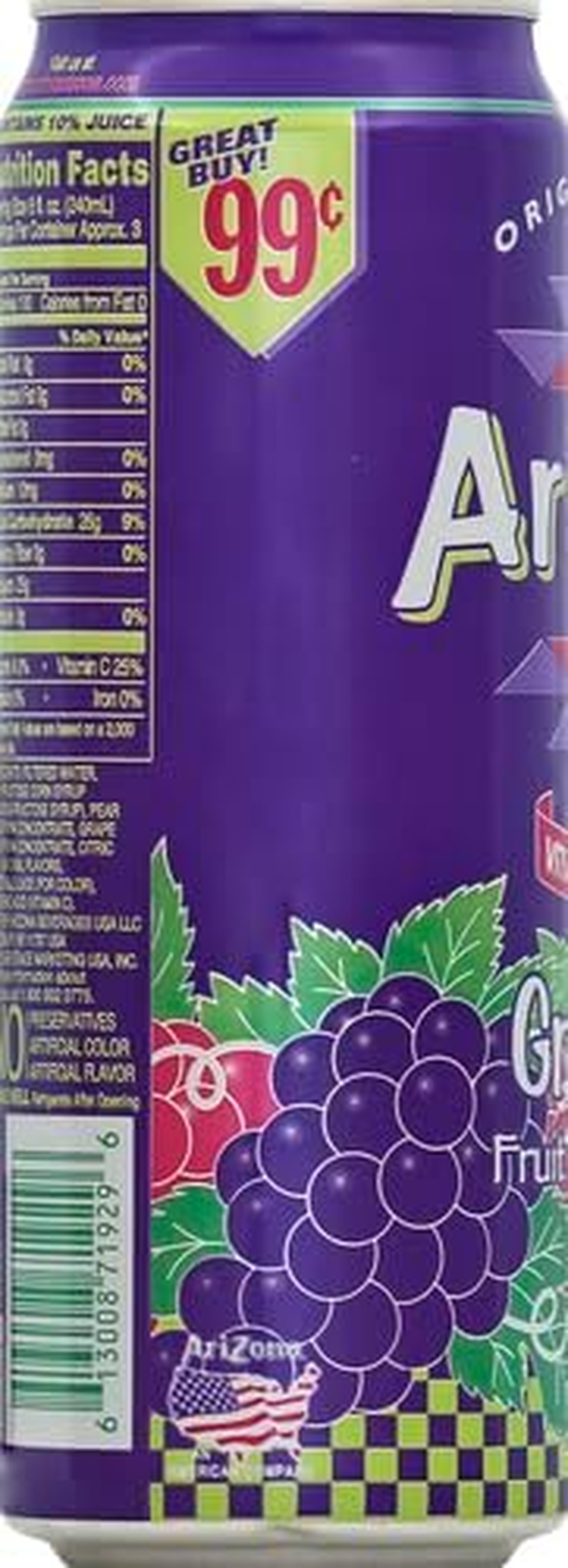 Arizona Grapeade Fruit Juice Cocktail 680 Ml image number 3