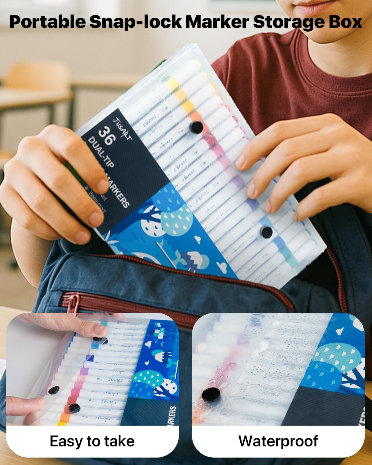 Jusart 48 Colors Dual Tip Acrylic Paint Markers, Acrylic Paint Pens with Dot and Fine Tip for Rock, Fabric, Wood, Glass, Ceramic, Canvas - Vibrant Art Supplies Beginners & Artists