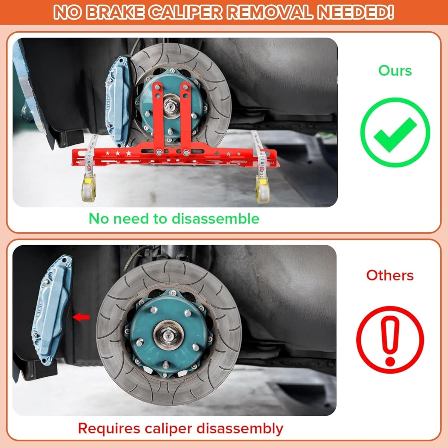 Wheel Alignment Tool with 2 Measuring Tapes, Upgraded Automotive Toe Alignment Tool for Home Use, Compatible with More Vehicle Models, Red, Toe Plates (Red) image number 1