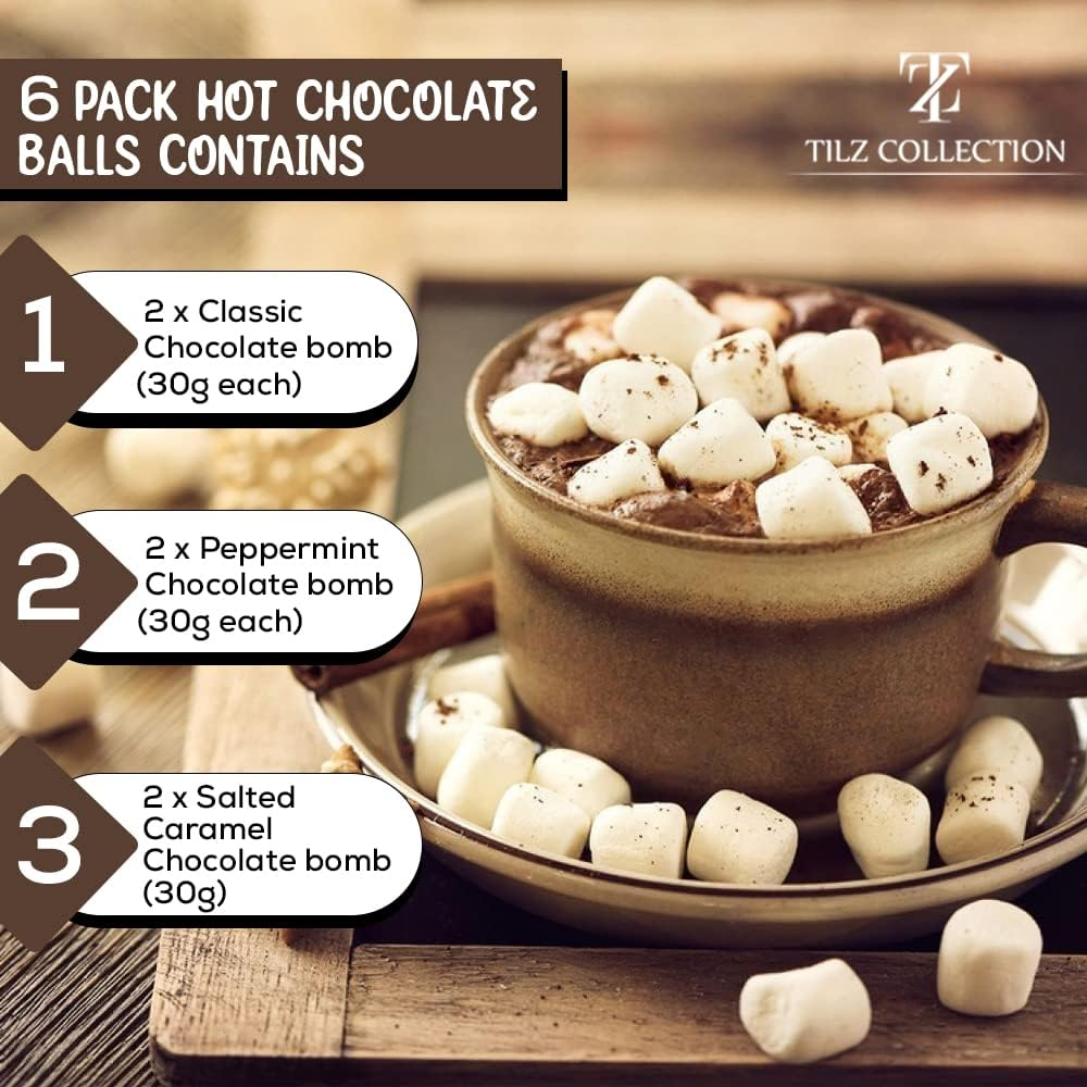 Hot Chocolate Bombs - 6 Cocoa Bombs with Mini Marshmallows and Toppings | Gourmet Hot Chocolate Gift Sets for Kids, Women, Men (Bolas De Chocolate) image number 5