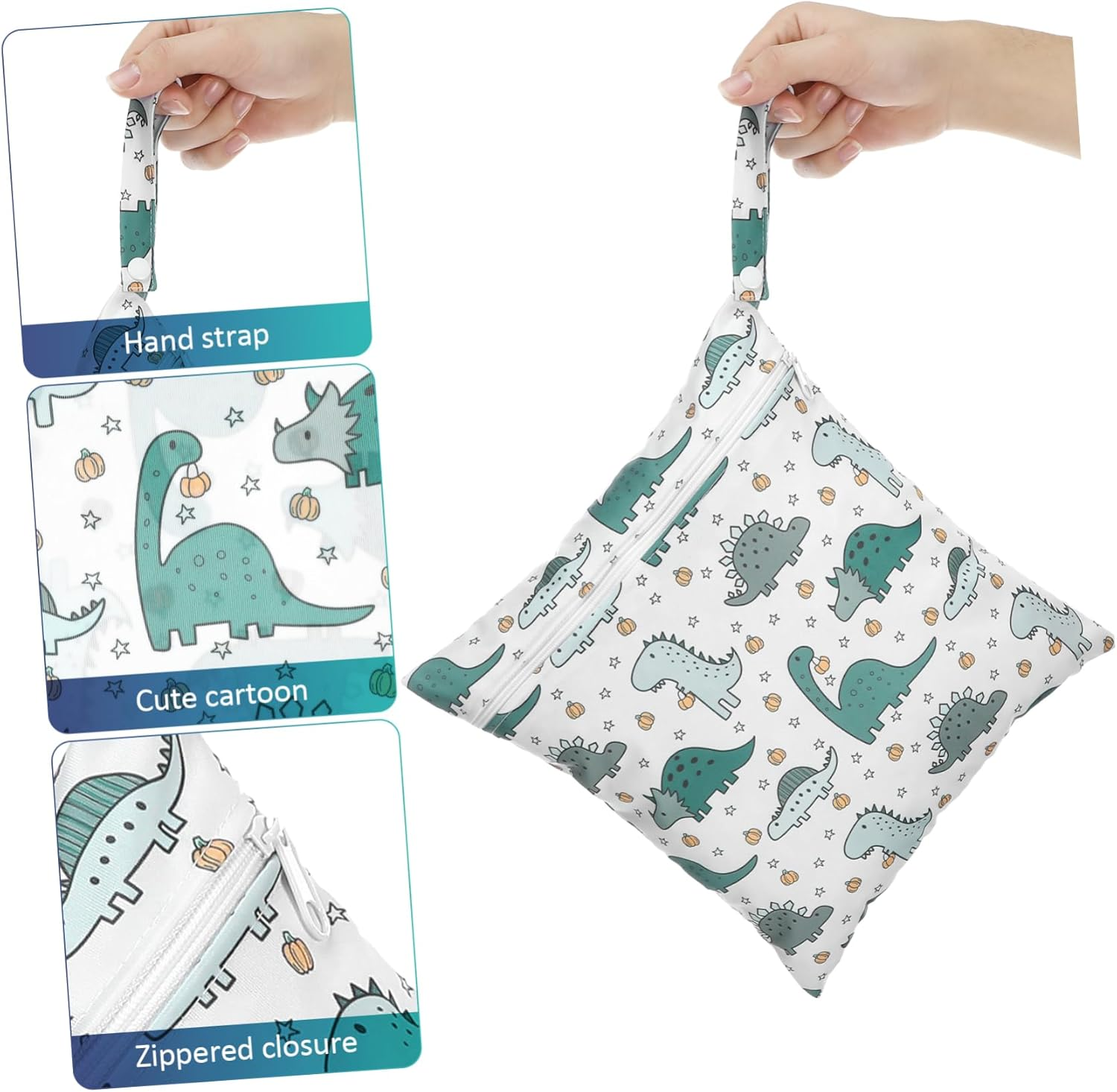 Ifundom Cartoon Zippered Diaper Bag Tote Wet Bag Organizer Pouch for Baby Diapers and Nursing Accessories image number 4