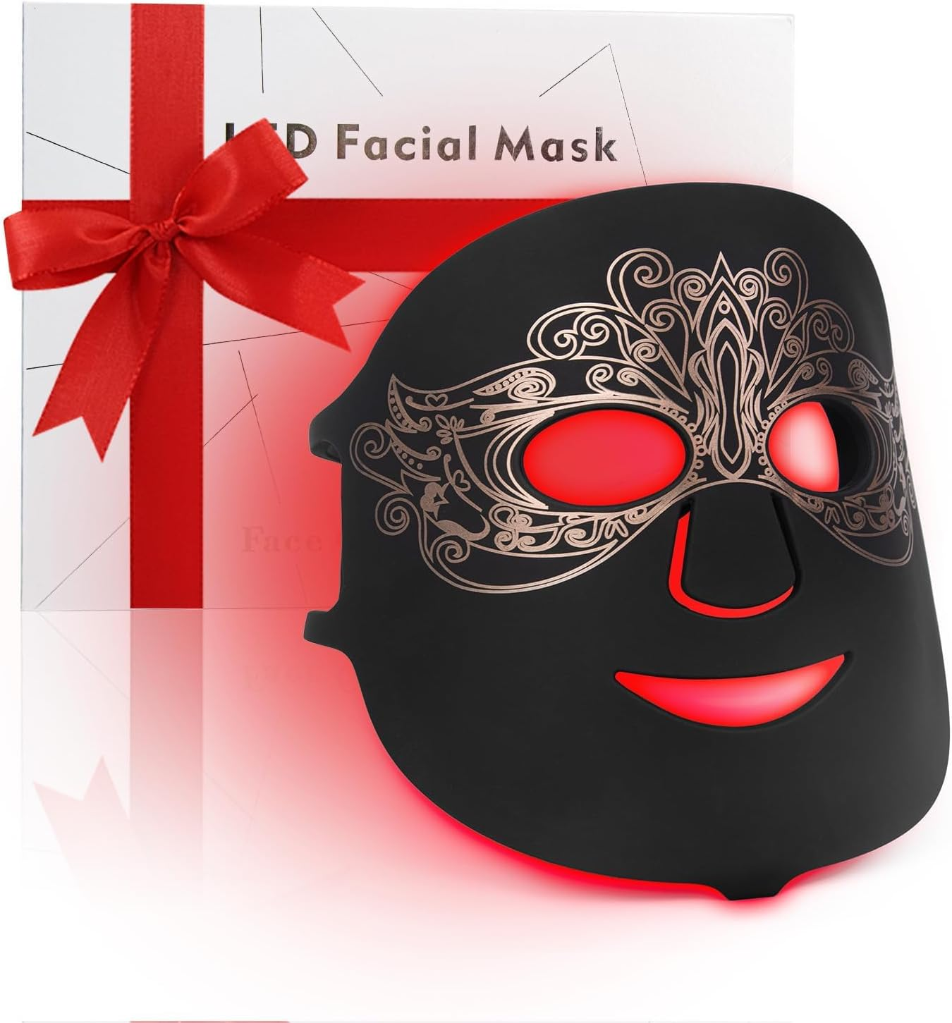 LED Therapy Mask for Face, 4 Wavelength Color LED Face Mask, Portable Infrared Red Light Facial Mask with Remote and Timing for Skin Care at Home Travel, Gift Box Package, Black image number 3