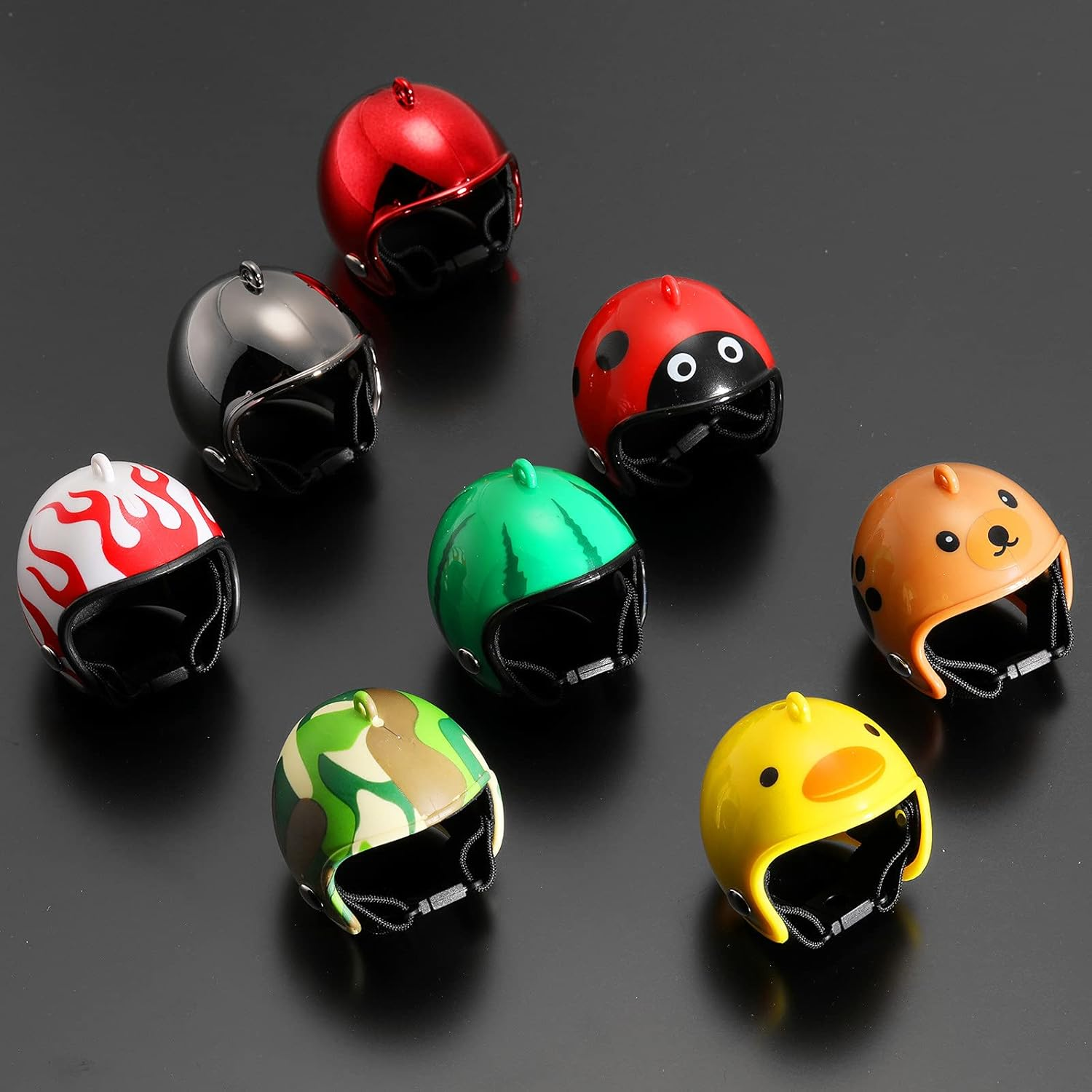 Skylety 8 Pieces Hens Helmet Chicken Pet Safety Helmet Funny Bird Hens Hat Headwear Small Pet Hard Hat Costumes Accessories for Chicken Bird Parrot Parakeet(Animal, Solid Color)