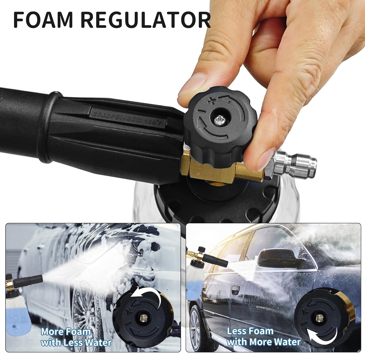 Snow Foam Cannon with 1/4&rdquo; Quick Connect, 1 Liter Adjustable Spray Nozzle Foam Blaster, Car Wash Foam Gun for Pressure Washer Application