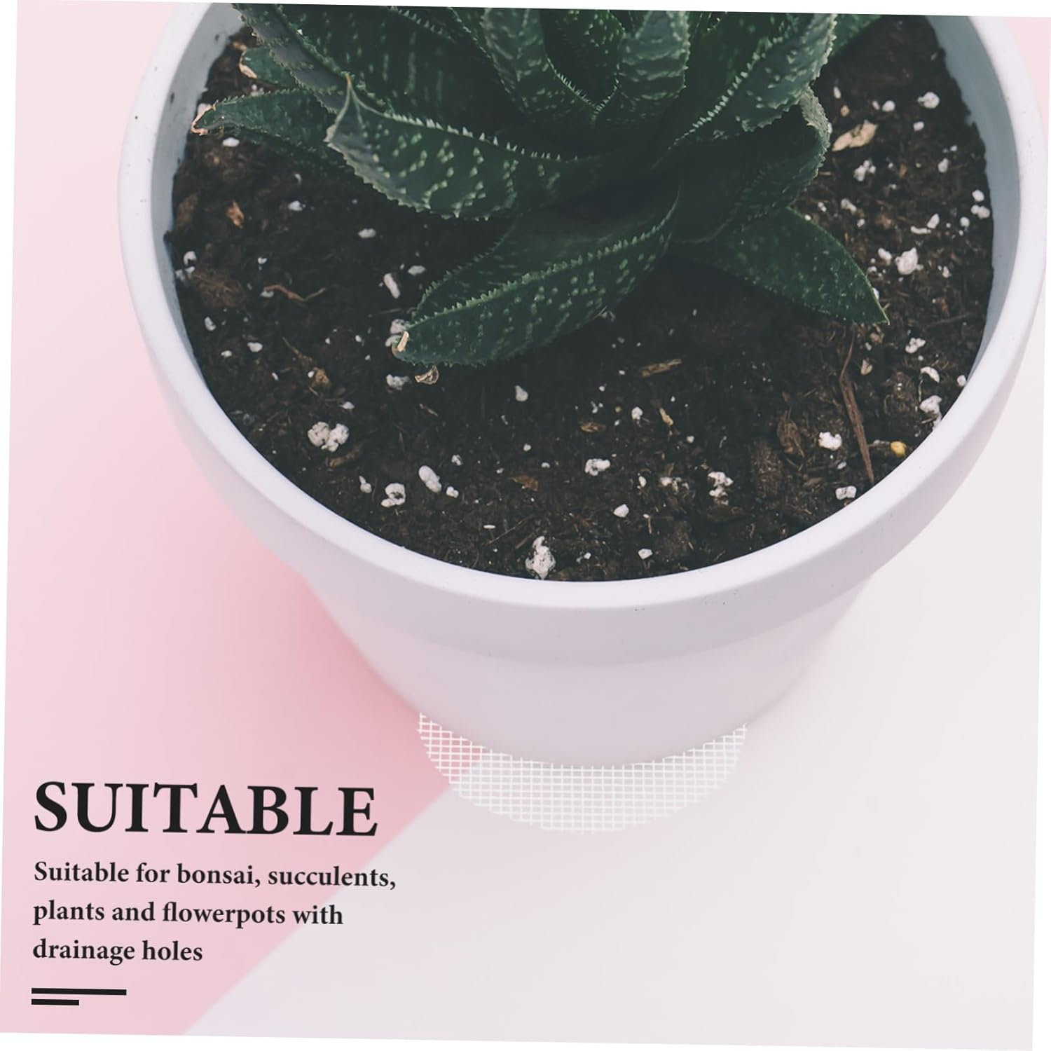 BEBEMOKO 20Pcs Screen Mesh Drainage Gasket for Plant Pots Indoor Outdoor Pot Hole Mesh Pads for Gardening Accessory